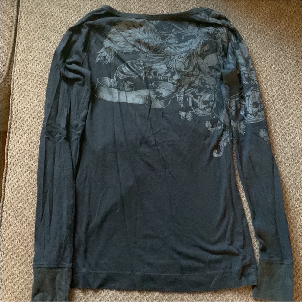 Women's Black Graphic Long Sleeve Tee